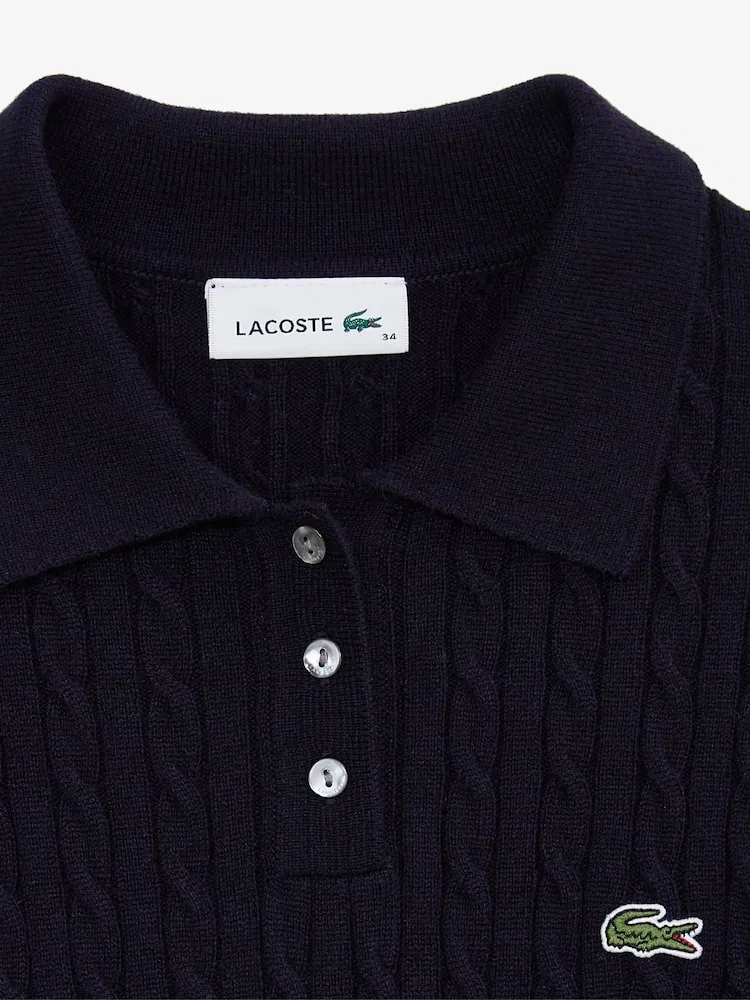 Свитер женский Lacoste с кабельным узором, Navy — фото 4