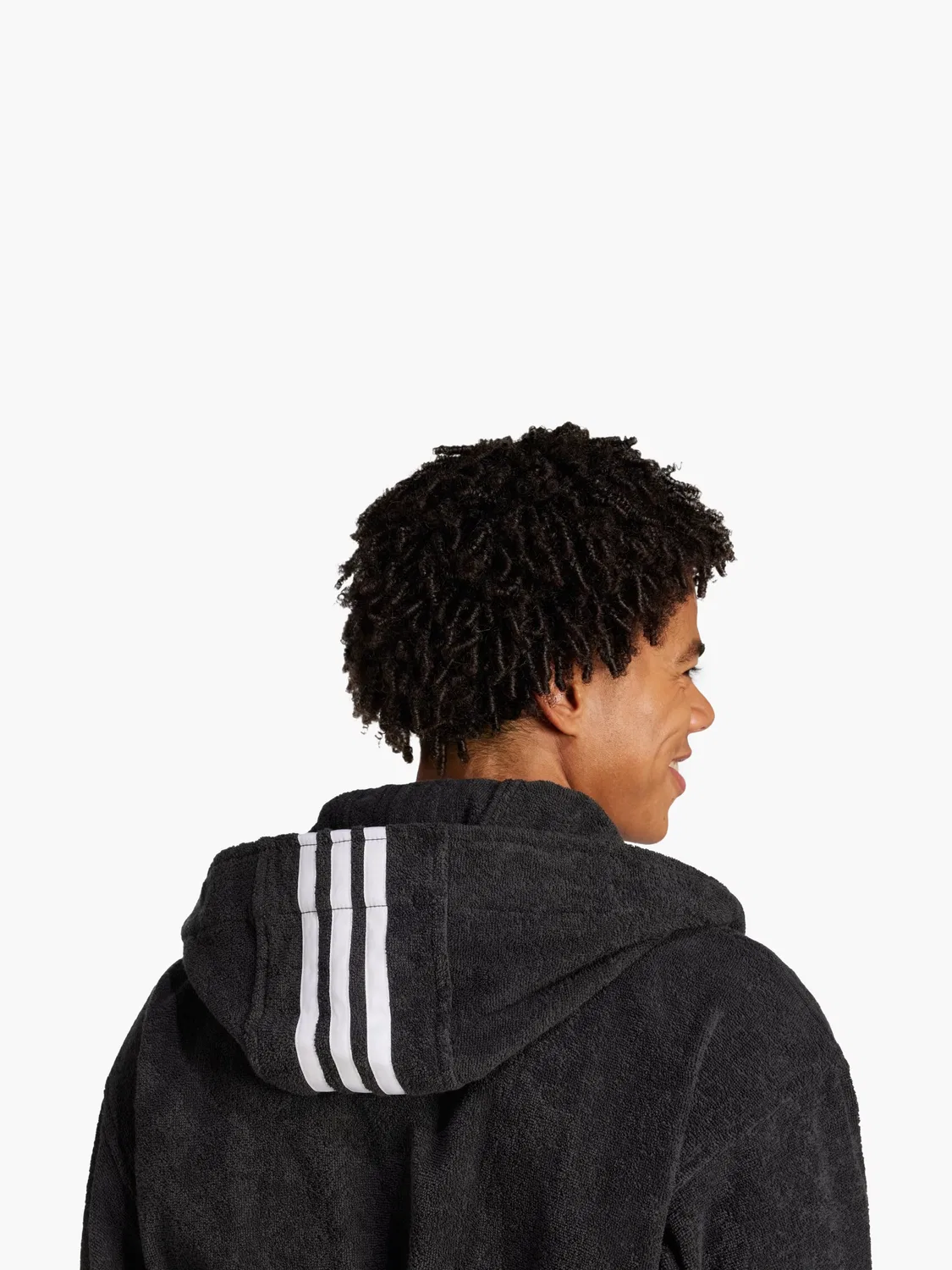 Унисекс махровый халат с капюшоном Adidas, черный — фото 2