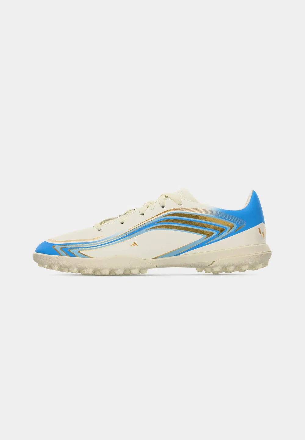 Футбольные бутсы F50 Messi Club Turf - разработанные для искусственных газонов Adidas Performance, Ivory/Semi Blue Burst/Icey Blue — фото 2