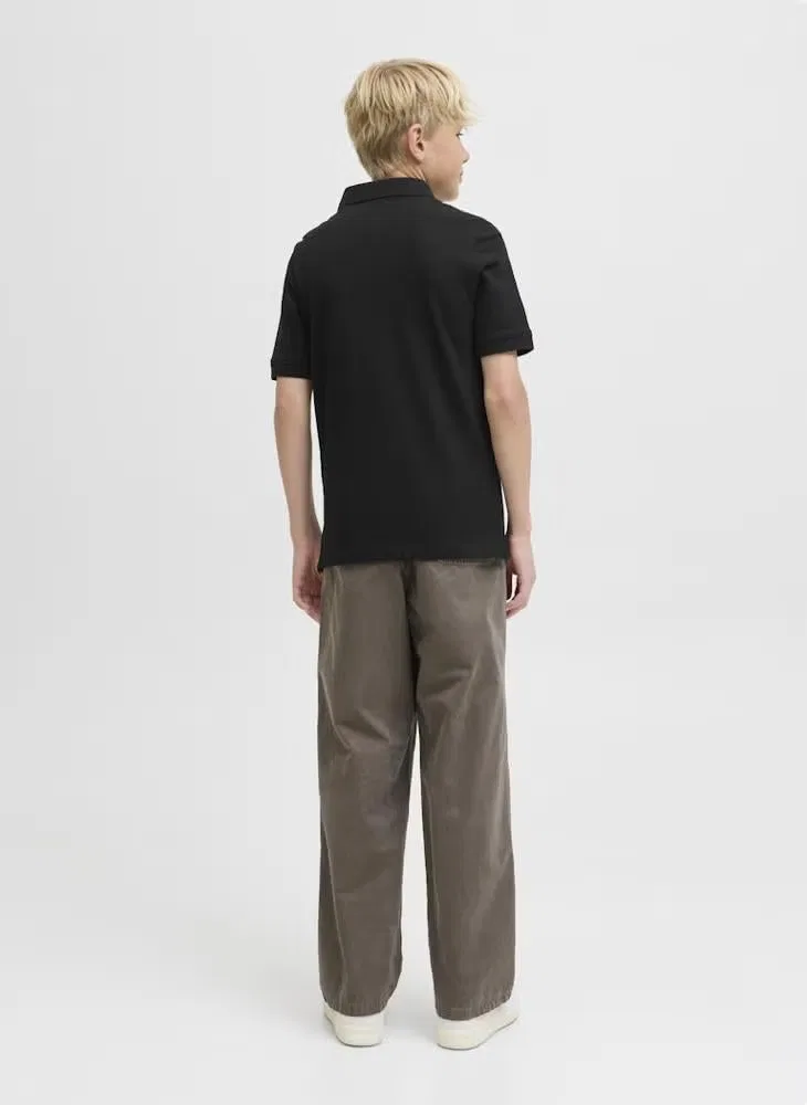 Поло классическое хлопковое Jack & Jones Junior, черный — фото 2