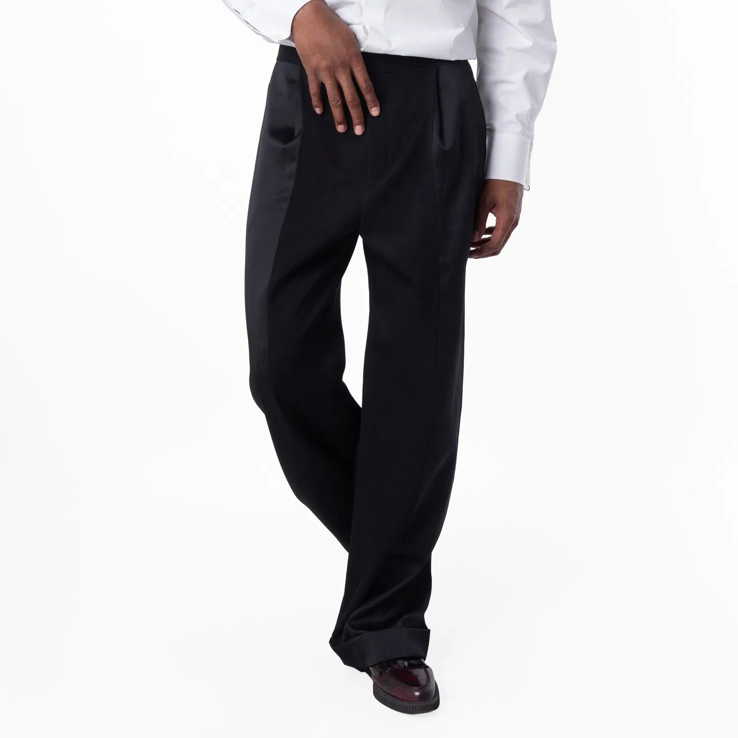 Брюки клеш из шерсти Flared Tuxedo Pants Saint Laurent, Black