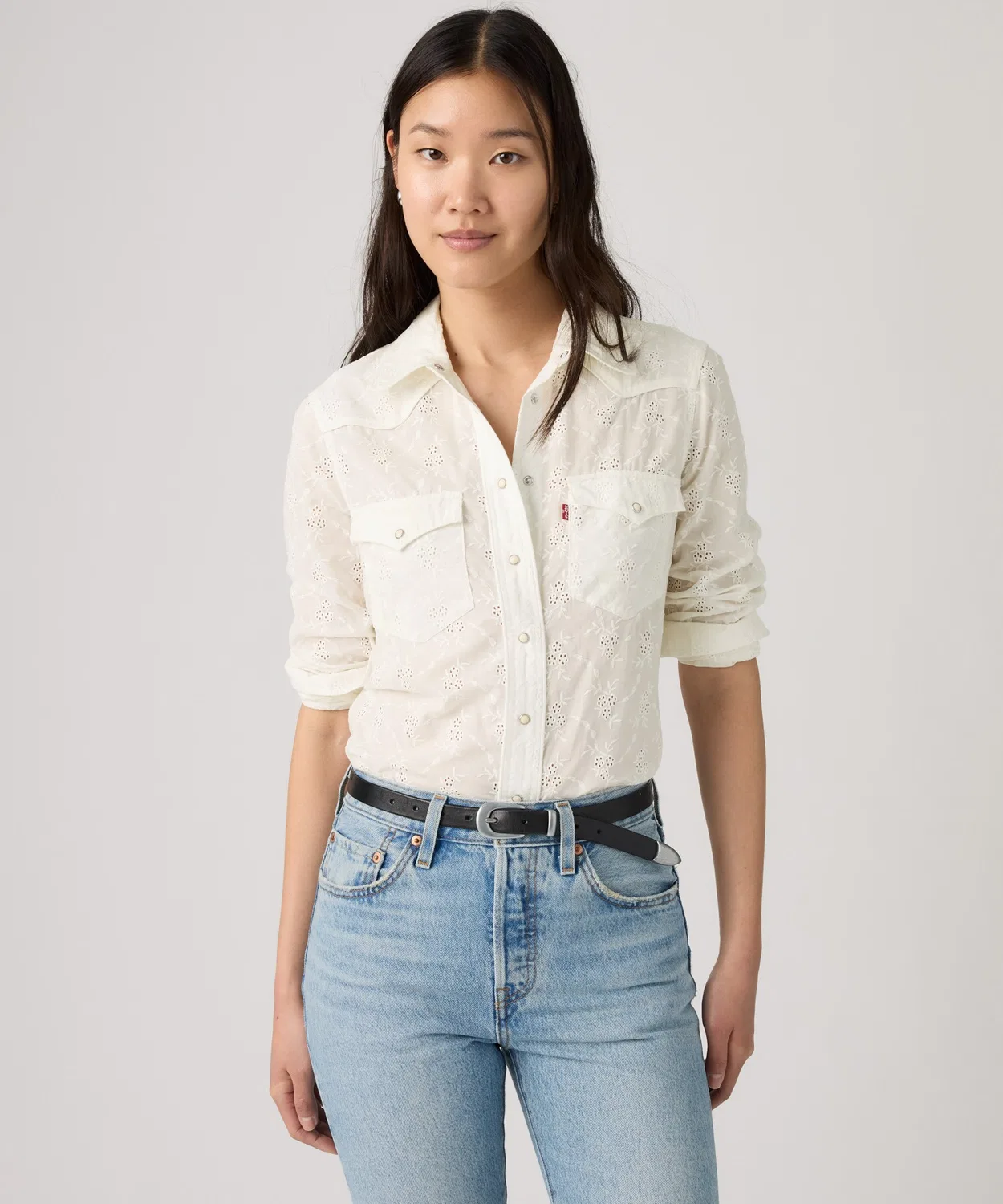 Женская рубашка с длинным рукавомHeritage Western Eyelet Levi's, White