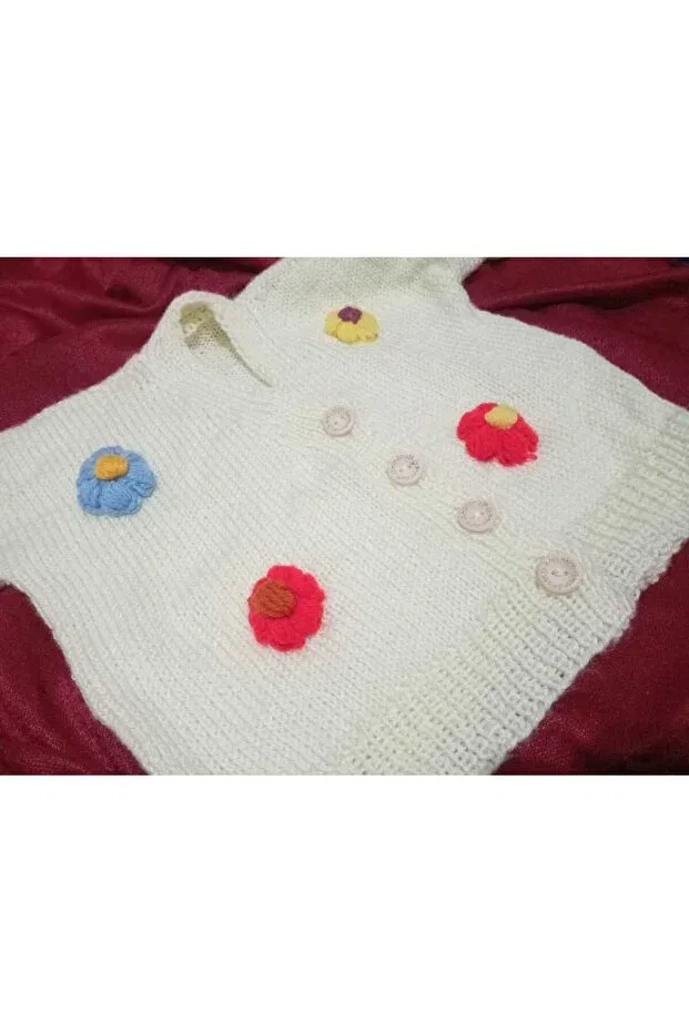Детский вязаное кардиган для девочек с принтом floral baby crop Marka, Nude Color