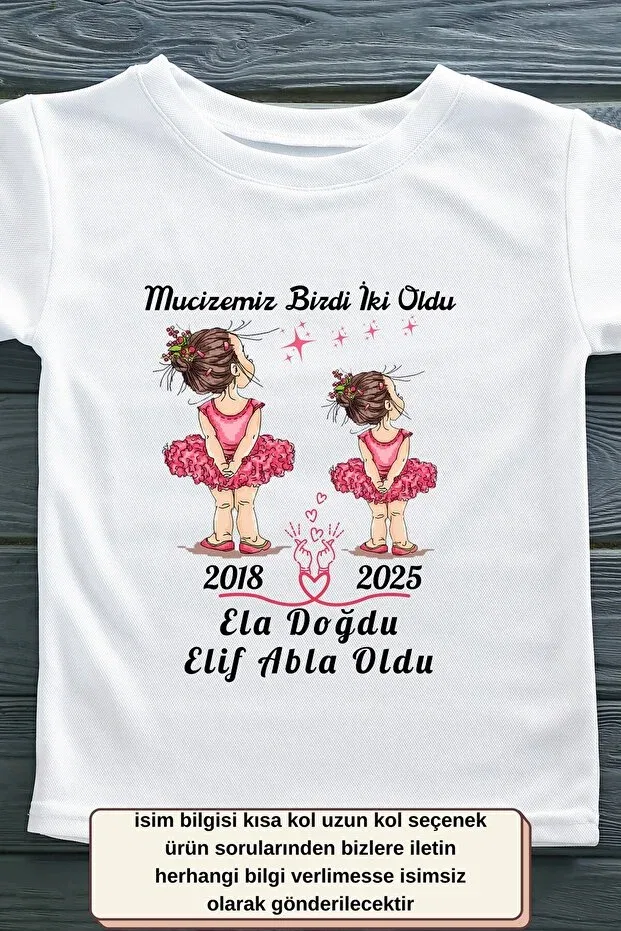 Детская футболка для мальчиков хлопковая New big sister gift | personalized ballet girls sisterhood t-shirt | name and year detailed Asilcomkids, White — фото 3