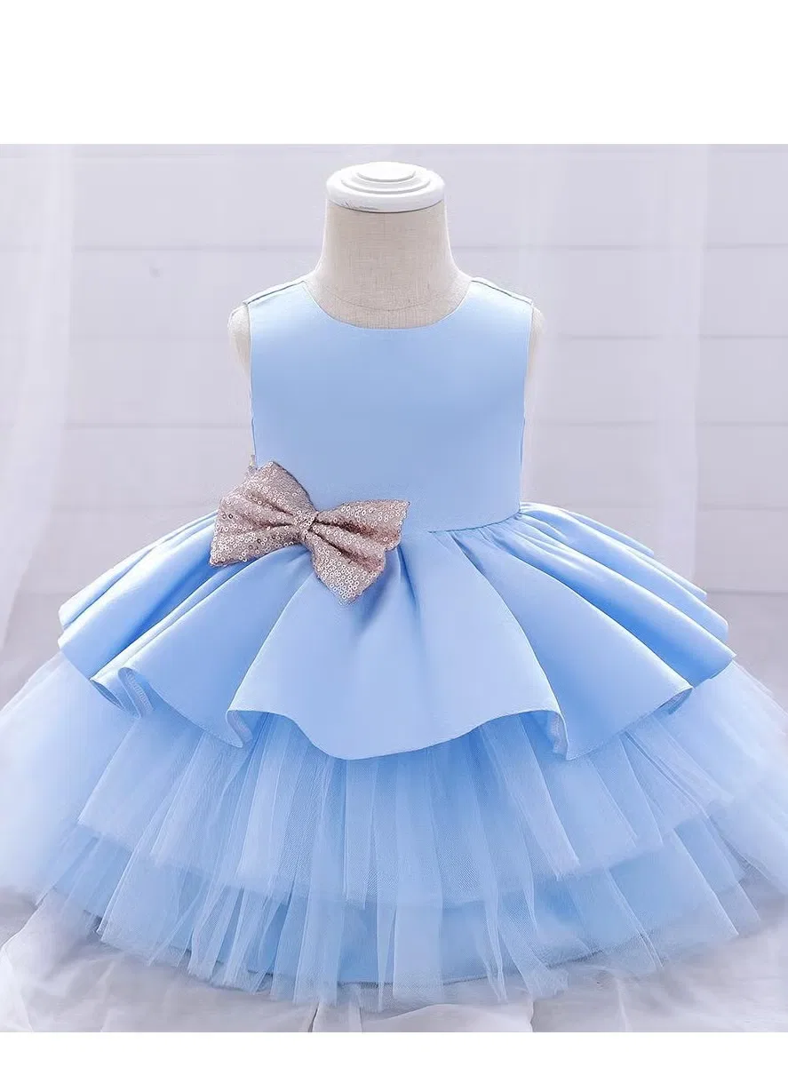 Платье с цветочной аппликацией для девочки Best Gift Fashion, синий