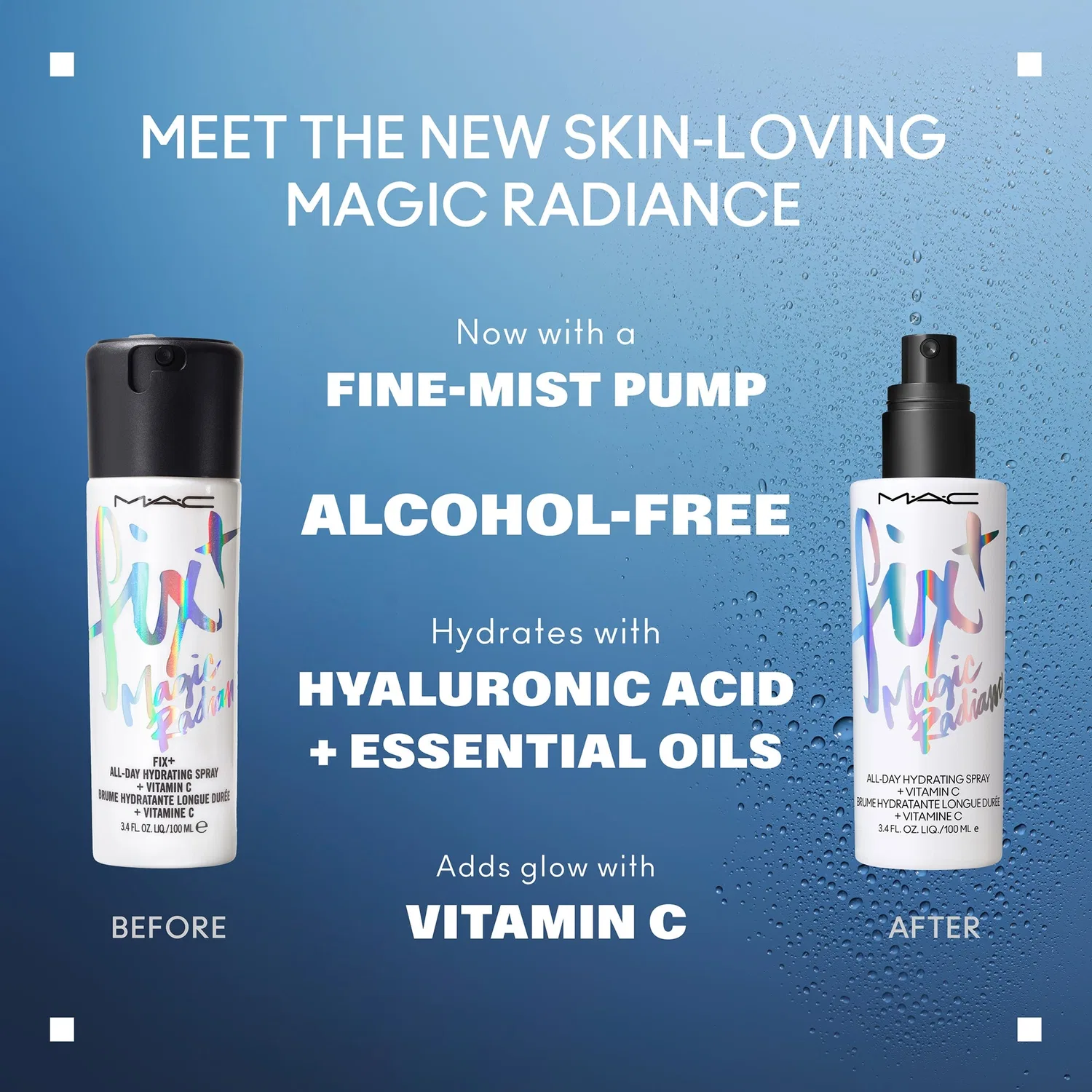Термальная вода-спрей для лица Fix+ Magic Radiance с витамином C, 100 мл, MAC — фото 3