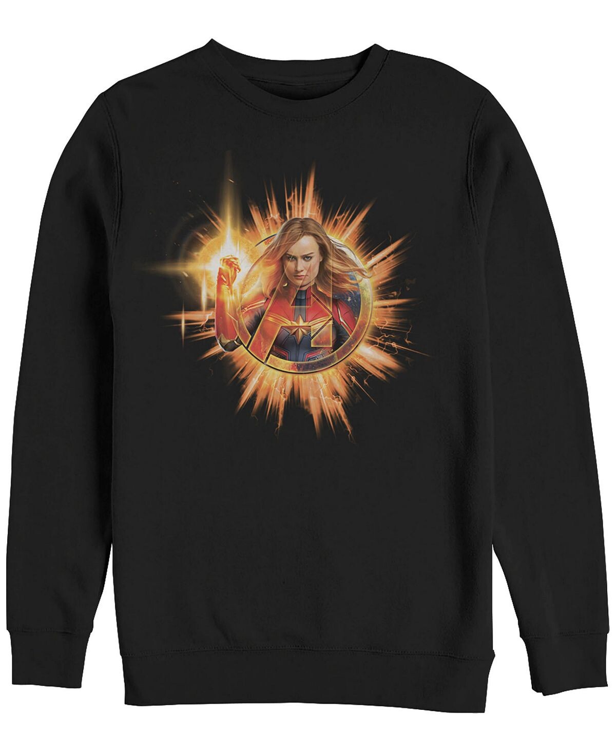 

Мужской логотип marvel captain marvel fire burst на груди, флис с воротником-стойкой Fifth Sun, черный