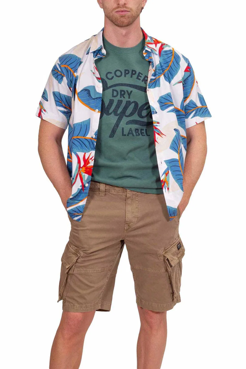 Мужская рубашка с принтом Hawaiian Superdry, Blau Bunt