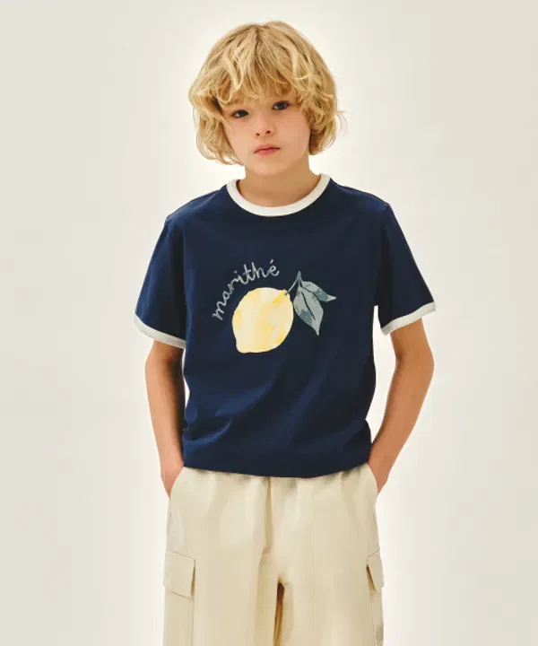 Футболка с коротким рукавом Citron Ringer, Marithé Kids, синий