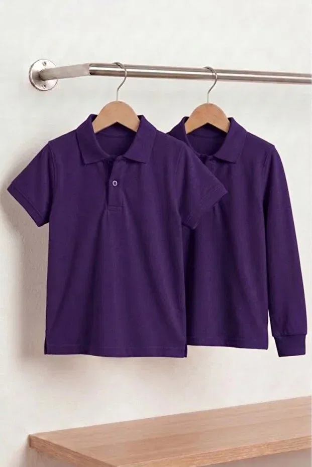 Детский комплект футболок с поло с коротким рукавом Nacar Store, Purple — фото 2