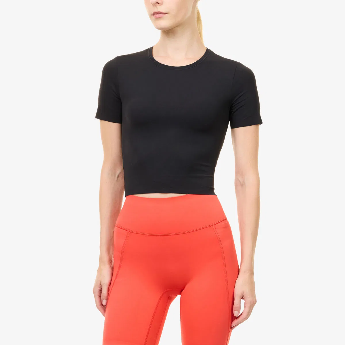 Укороченная футболка из эластичной ткани Dri-fit Nike, черный/серый — фото 3