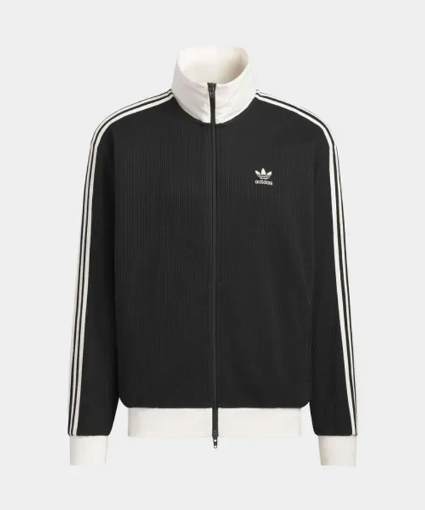 Тренировочная куртка Adidas, классический вафельный трикотаж, черная