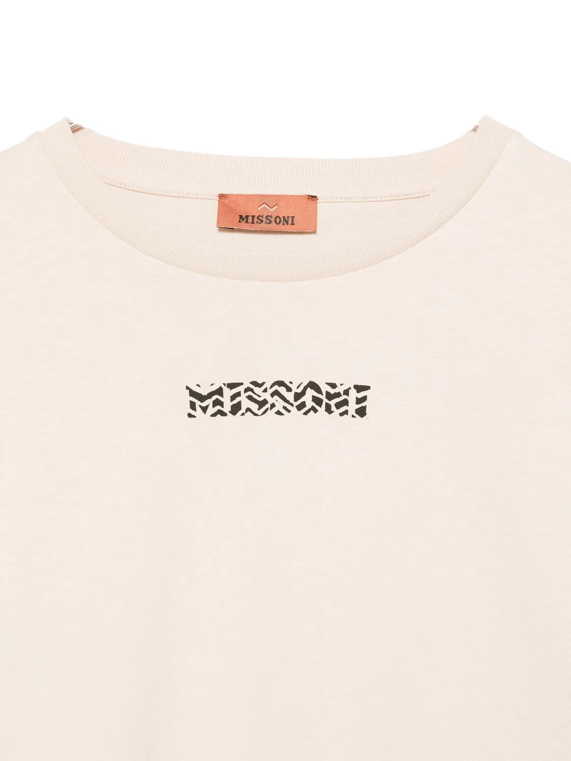 Хлопковая футболка с логотипом Missoni Kids, нейтральные цвета — фото 3