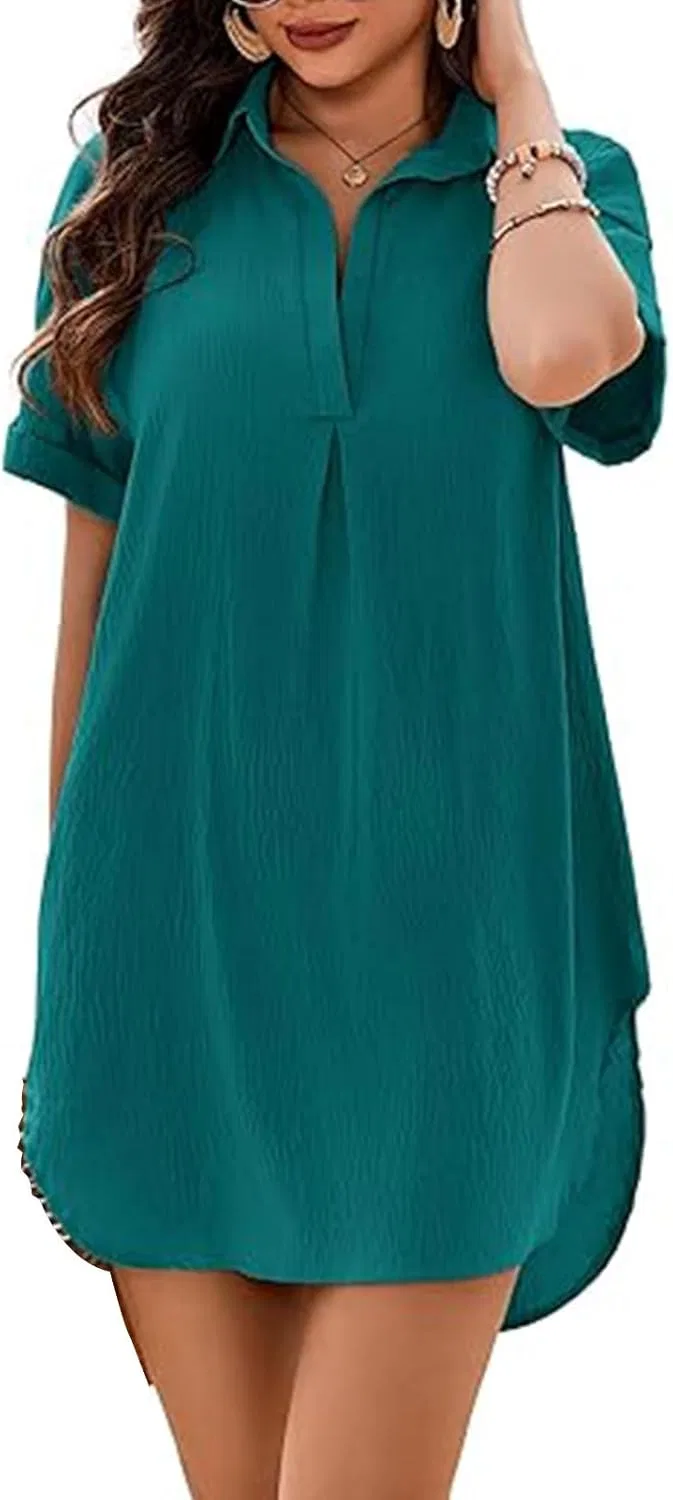 Женское пляжное платье-накидка с V-образным вырезом Generic, Dark Green