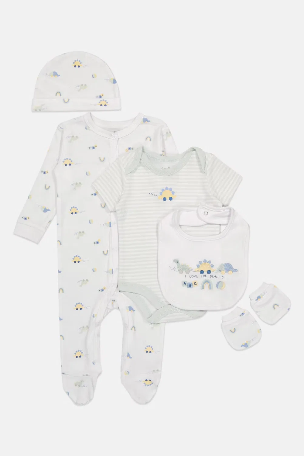 Боди-комбинезон с принтом комплект 5 предметов с нагрудником Rock-A-Bye Baby Boutique, разноцветный — фото 4