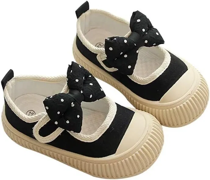 Детские туфли для девочек с бантом Casual Flats Zonkacen, Black