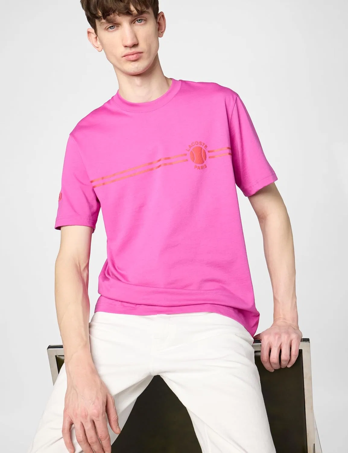 Мужская футболка с вышитым крокодилом Lacoste, Malva — фото 2