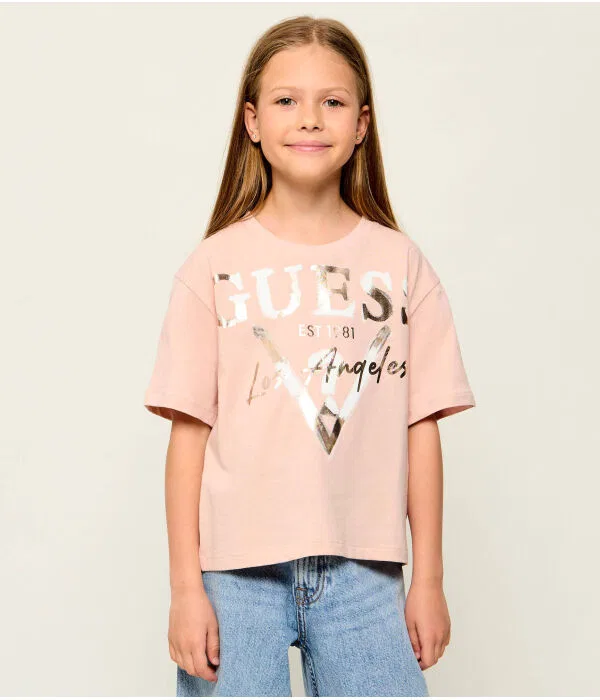 Детская футболка для девочек хлопковая Relaxed Fit T-Shirt Guess, Rosa