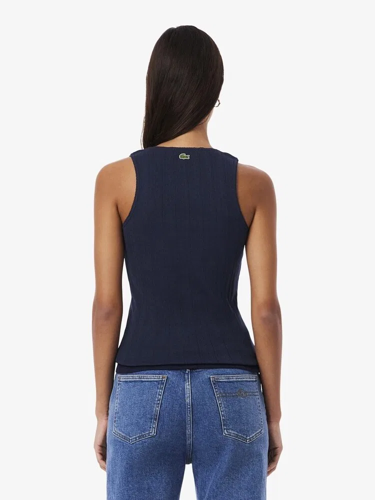 Майка LACOSTE Pointelle Sleeveless, Navy — фото 3