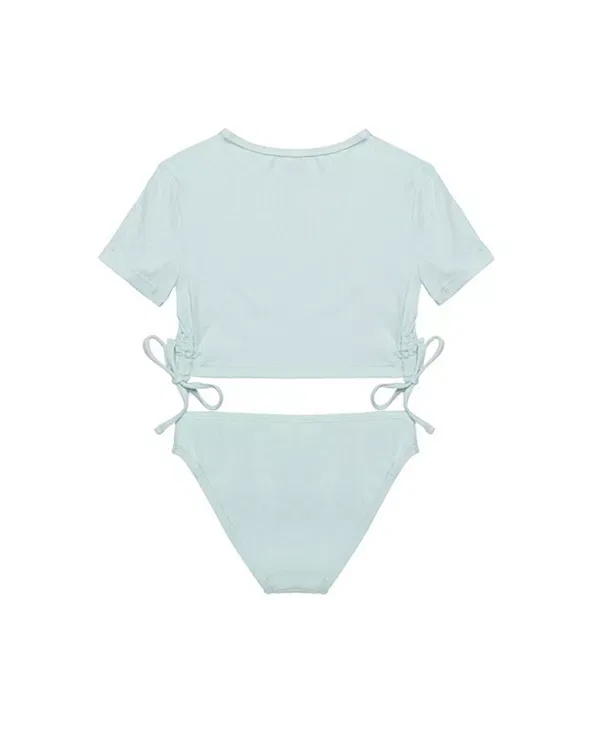Детский купальник для девочек с коротким рукавом Freya Rib Short Sleeve Side Tie Swim Set Gottex Kids, Light-Green — фото 2
