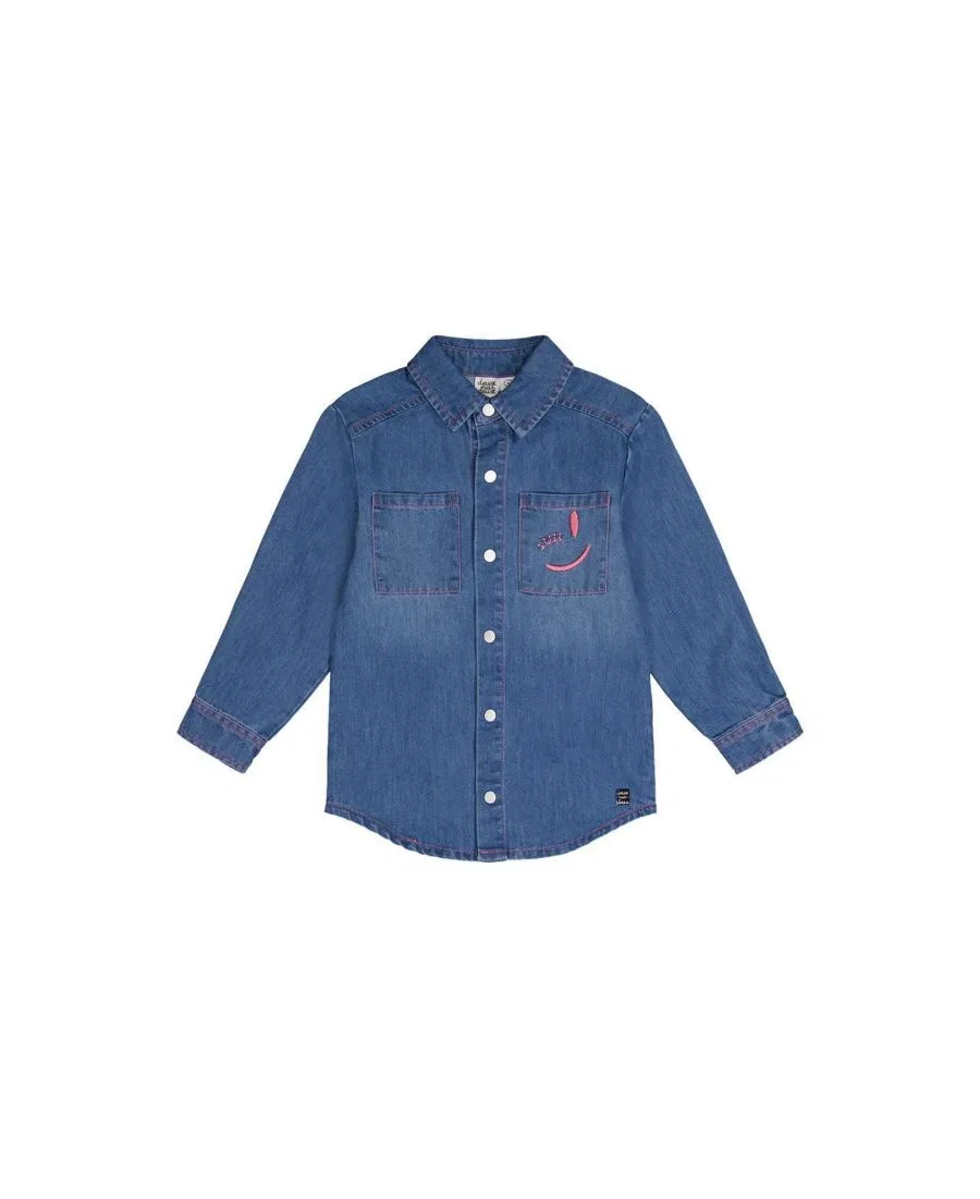 Джинсовая рубашка с длинным рукавом, модель Ivy Kids Deux par Deux, Navy Blue Denim