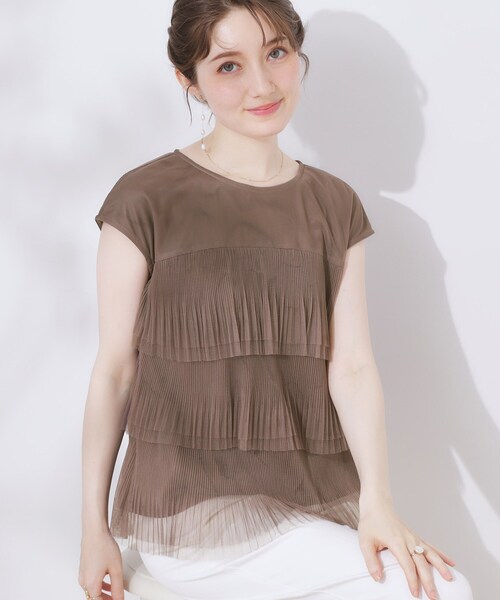 

Тюлевая туника в складку Couture brooch, коричневый