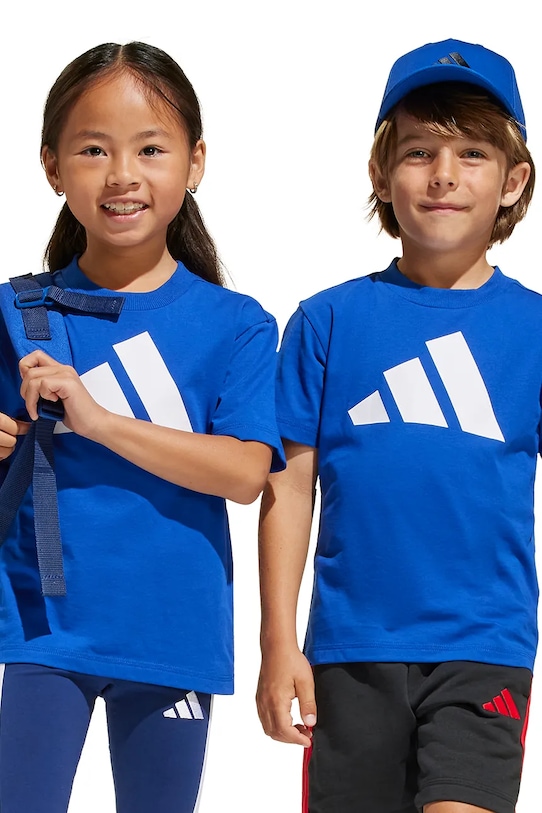 

Детская хлопковая футболка Adidas, синий