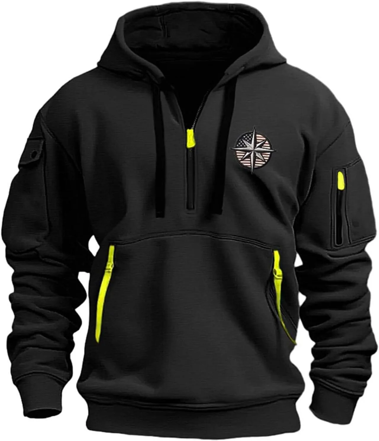

Толстовка с капюшоном Quarter Zip Pullover для мужчин, с длинным рукавом и карманами
