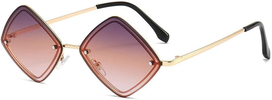 

Четырехугольные маленькие солнцезащитные очки в стиле ретро для женщин, без оправы, модные солнцезащитные очки с защитой от УФ-излучения UV400 LVTFCO, Purple Pink