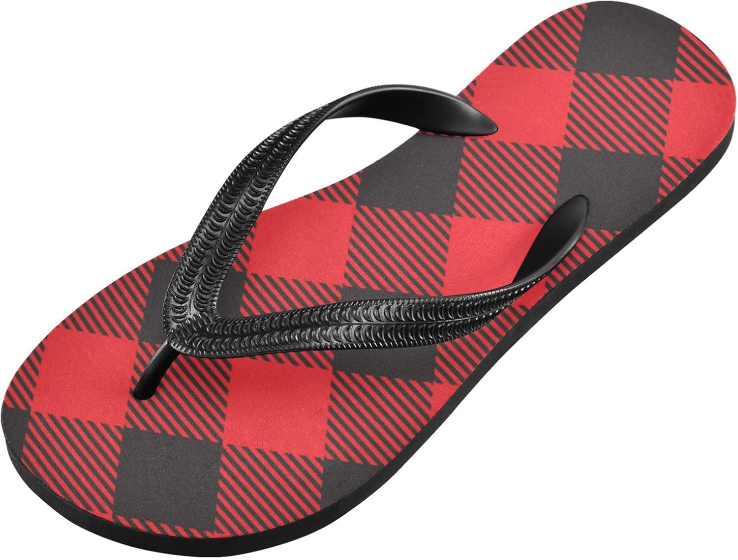

Красно-черные шлепанцы в клетку с ремешком для душа, резиновые нескользящие летние тапочки для прогулок, для женщин и мужчин Sinestour