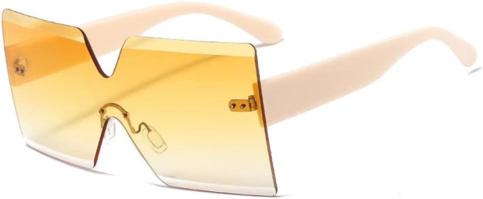 

Женские солнцезащитные очки без оправы 2027 года, большие солнцезащитные очки с защитой от УФ-излучения UV400, модные очки для женщин с защитой от УФ-излучения UV400 MTZJH, Beige-yellow