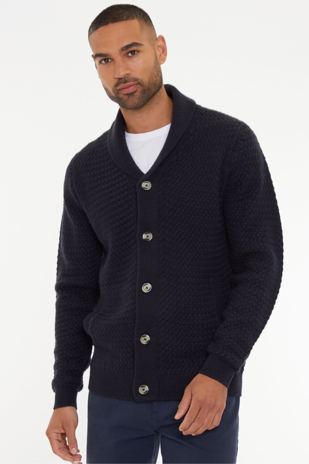 

Вязаный кардиган с воротником шалью Threadbare, синий