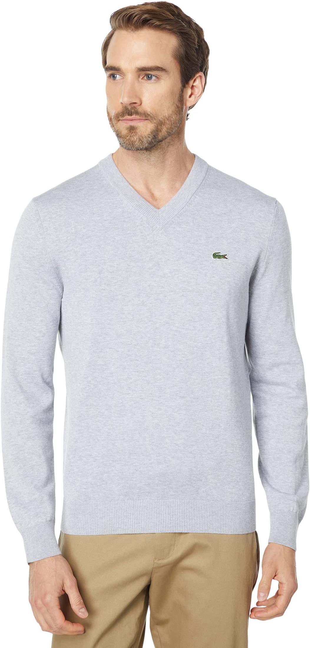 

Свитер Lacoste Long Sleeve Solid V-Neck Sweater, цвет Silver Chine