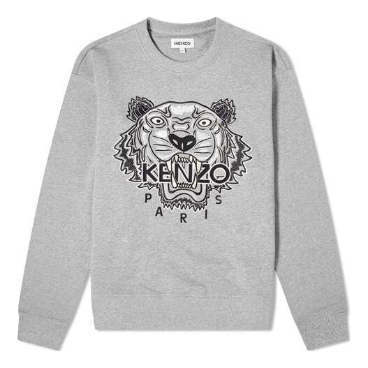 

Толстовка men's pearl tiger head embroidered pattern cotton round neck long sleeves gray Kenzo, серый