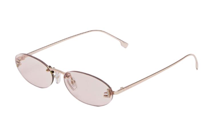 

FENDI Металлические овальные солнцезащитные очки женские розовые, Pink