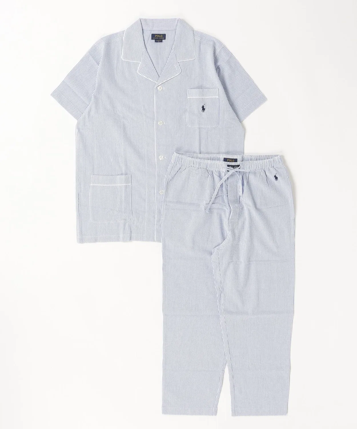 Пижама из сирсакера POLO RALPH LAUREN, полуторка, голубой