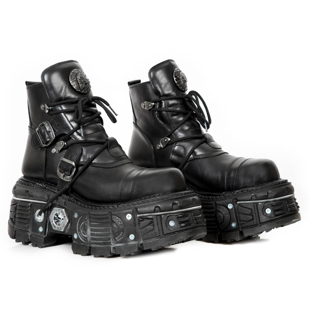 Новые ботинки New Rock M-TANK007-S1 из черной кожи в готическом стиле на платформе — фото 3