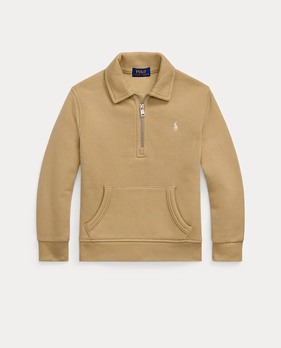 

Толстовка для мальчика на полумолнии с вышитой лошадью Polo Ralph Lauren, бежевый