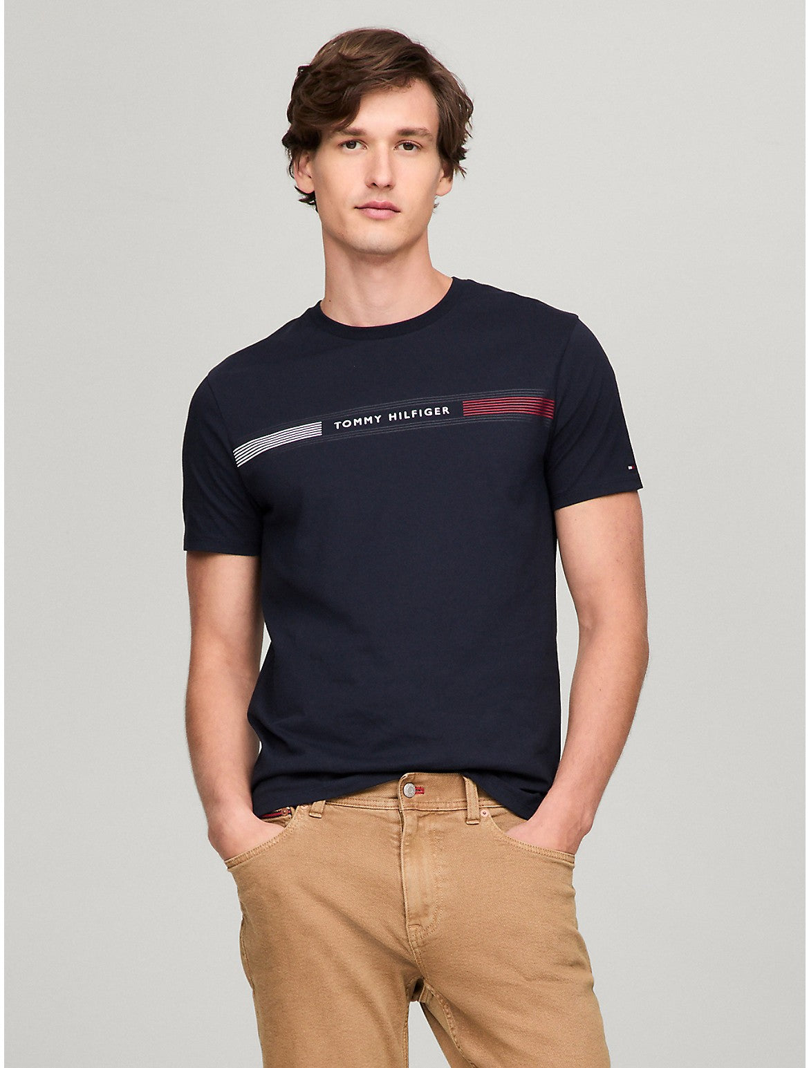 

Мужская футболка Tommy Hilfiger с принтом Tommy Stripe, темно-синий