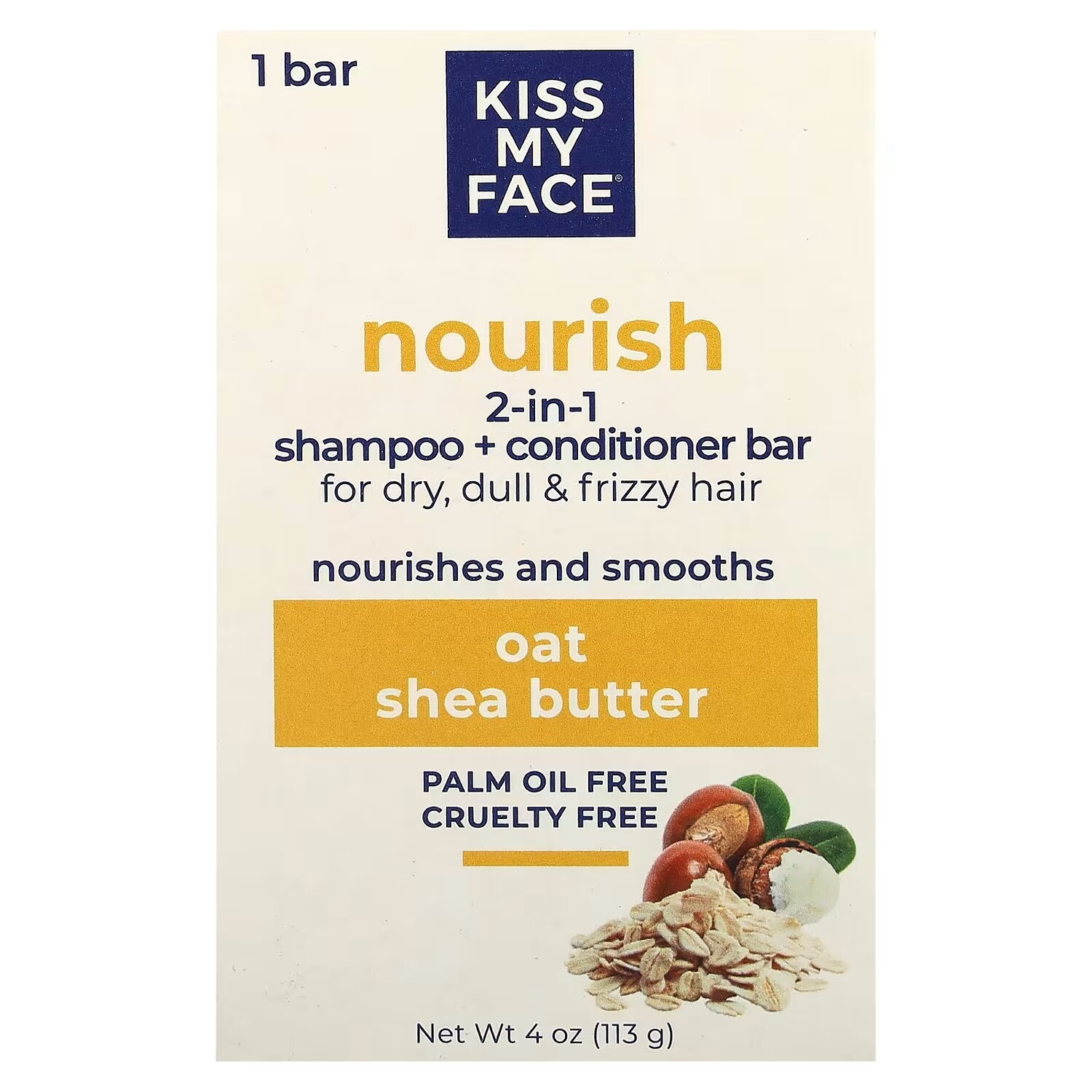 

Шампунь 2-в-1 + кондиционер Kiss My Face Nourish с овсянкой и маслом ши