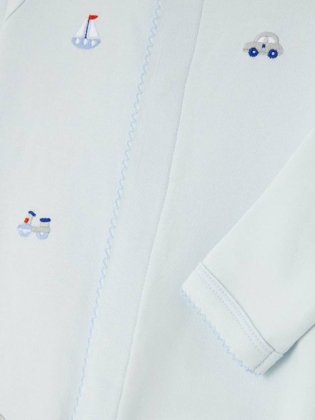 Детский комбинезон из пима-хлопка с вышивкой для перевозки малышей John Lewis Heirloom Collection, Blue — фото 3