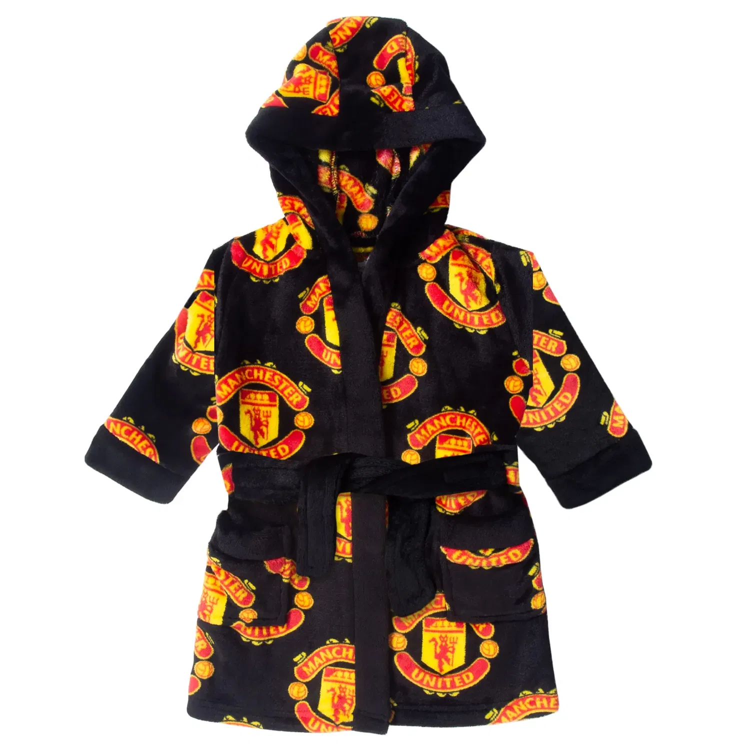 Детский халат с капюшоном Manchester United FC, черный