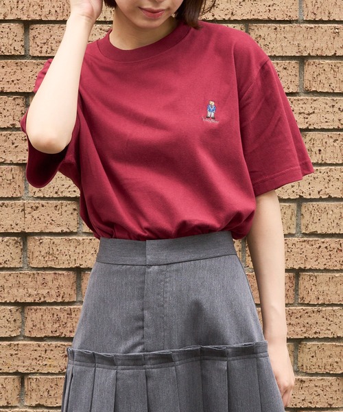 

Футболка унисекс с вышивкой плюшевого мишки THE FINAL VIEW, цвет бургундия