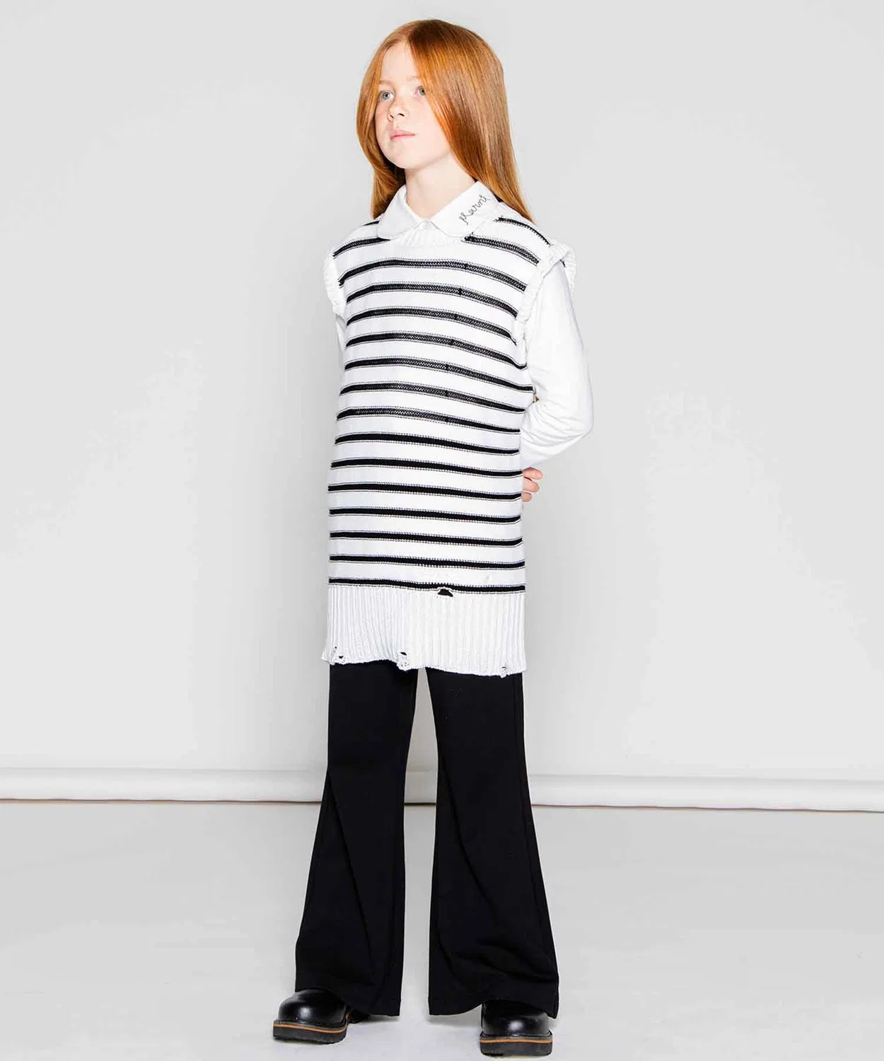 Жилет полосатый MM6 Maison Margiela Kids & Junior белый — фото 2