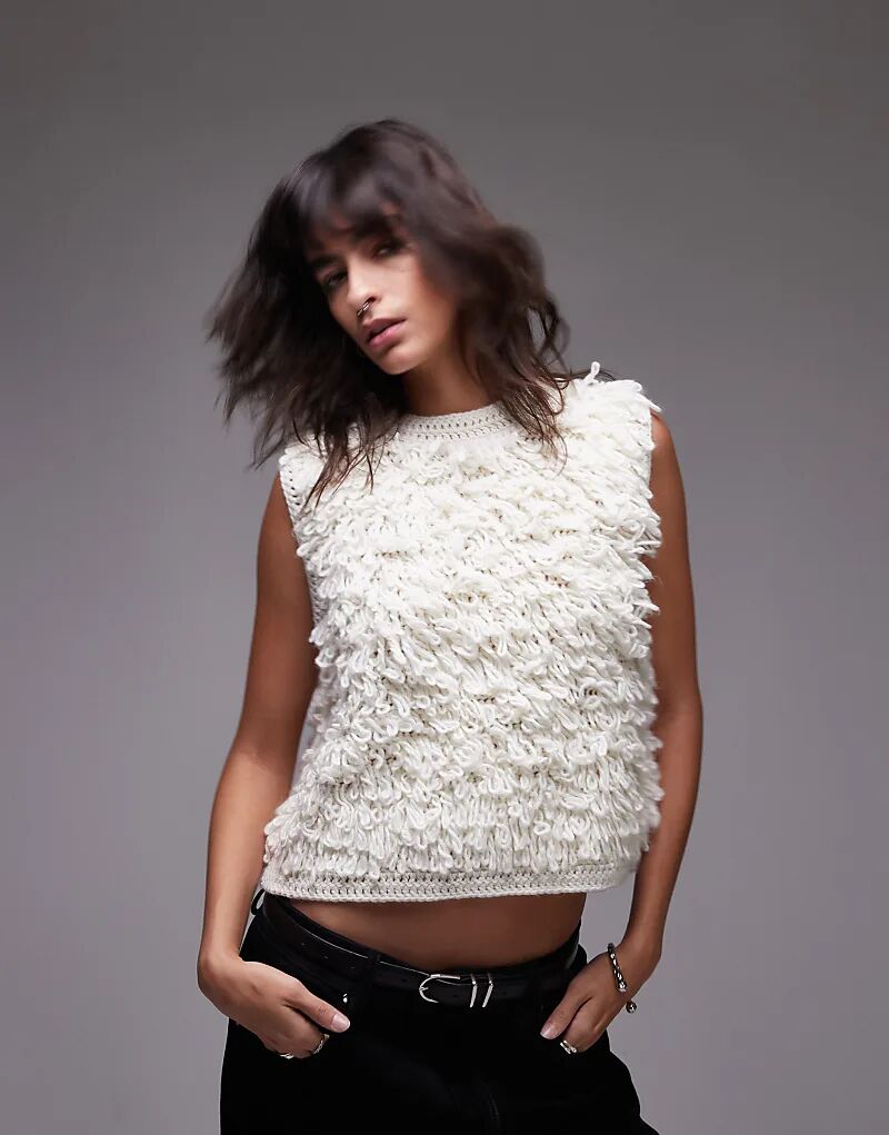 

Топ ручной вязки цвета слоновой кости Topshop