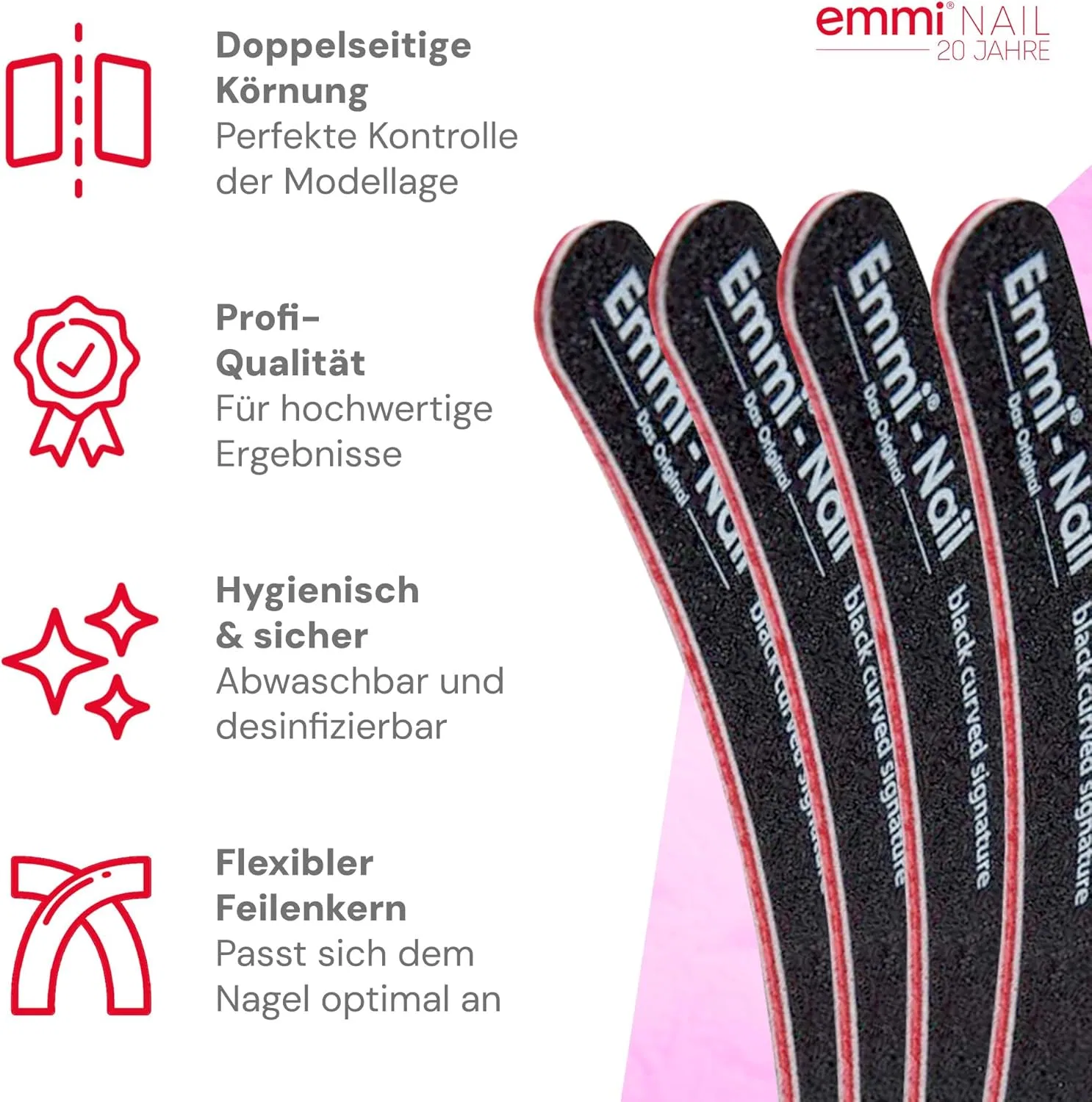Набор из 20 эргономичных пилок для ногтей «Black Curved Signature 100/180» от Emmi-Nail Emmi Nail — фото 3