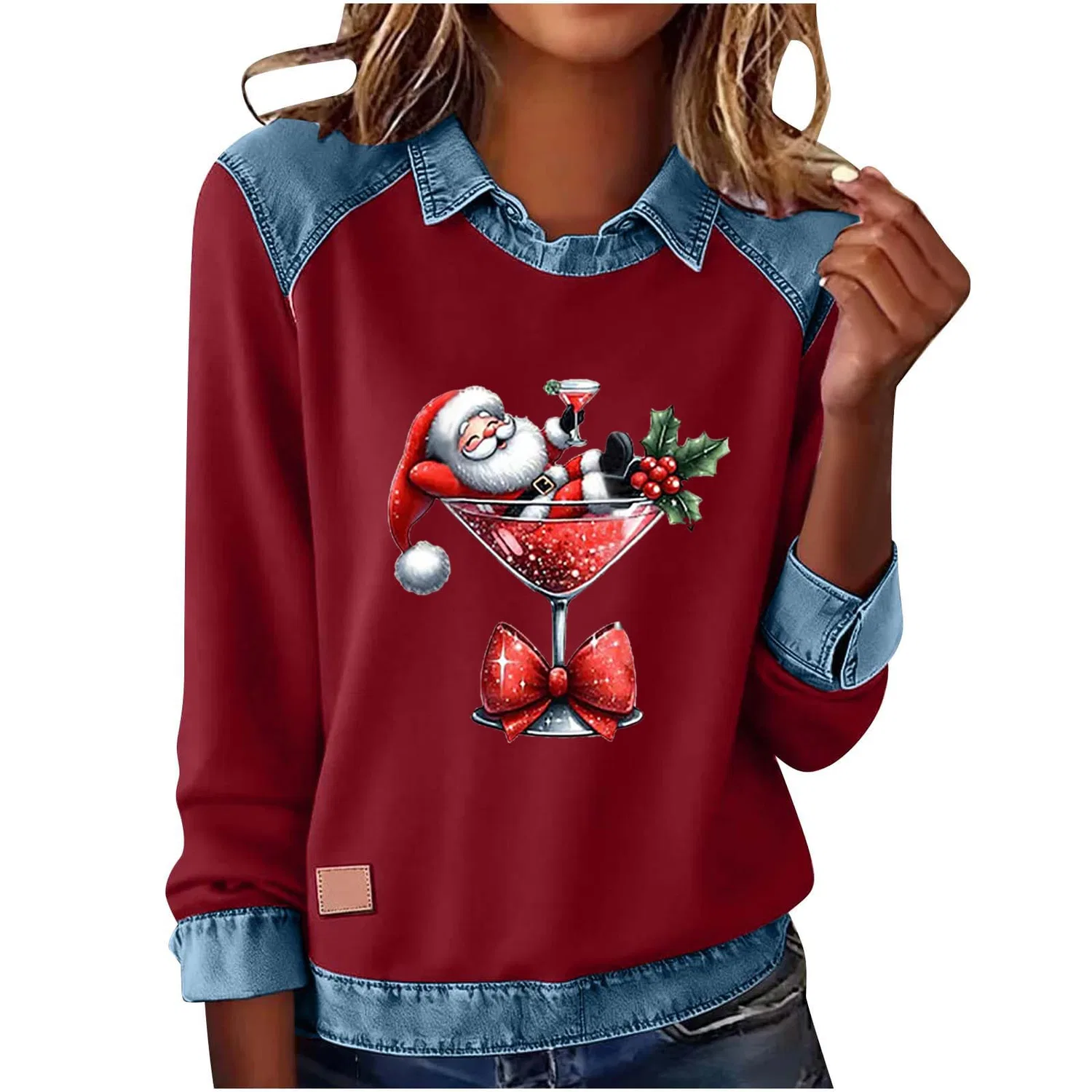 Женский свитшот с принтом Christmas Print, 08 Vino