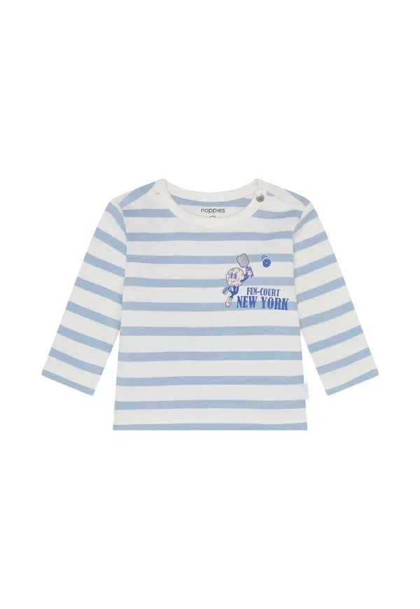Топ с длинным рукавом полосатый Stripe Noppies dusty blue, голубой