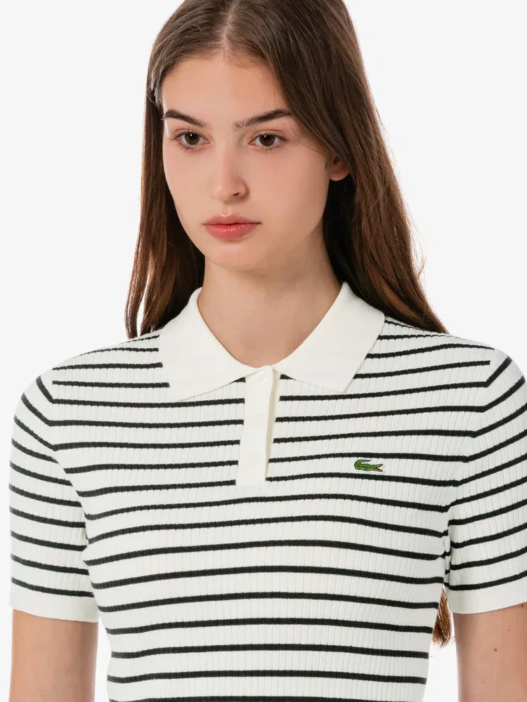 Футболка поло LACOSTE White, классический воротник, базовый белый цвет — фото 2