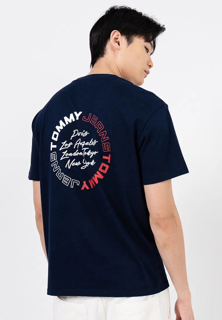 Футболка с круглым логотипом на спине, свободный крой, Tommy Jeans Tommy Hilfiger, темно-синий — фото 2